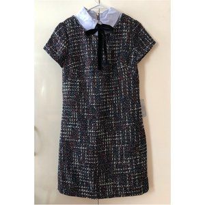 Nordstrom 1901 Bow Black Tweed Shift Dress